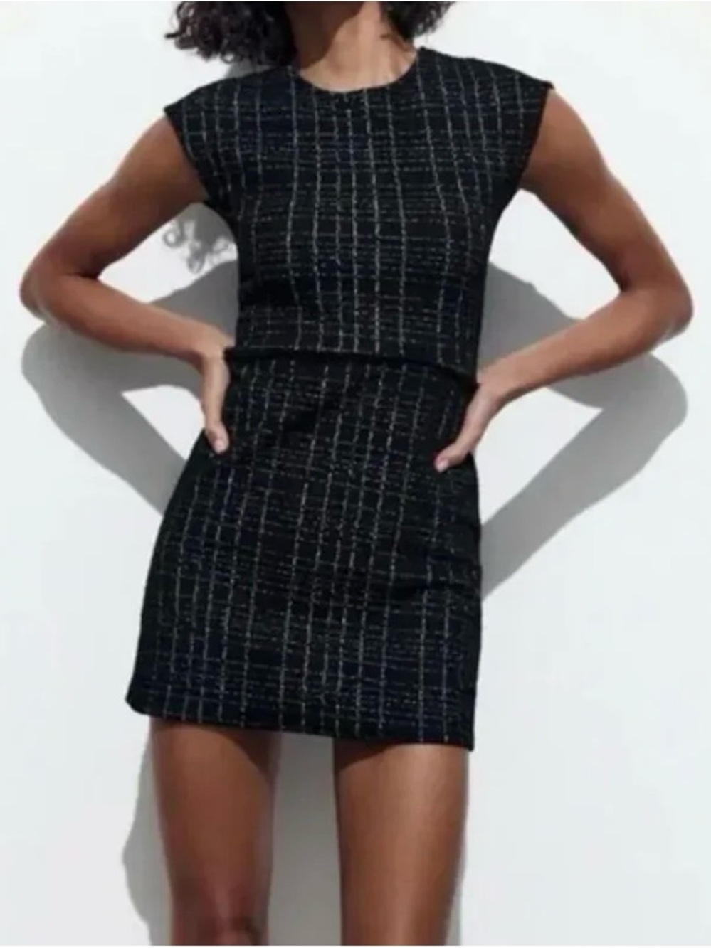 Zara Black and White Tweed High End Designer Inspired Dress